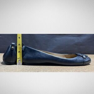 Tory Burch Reva Ballet Flats Black Leather Women's 9.5M Logo Medallion